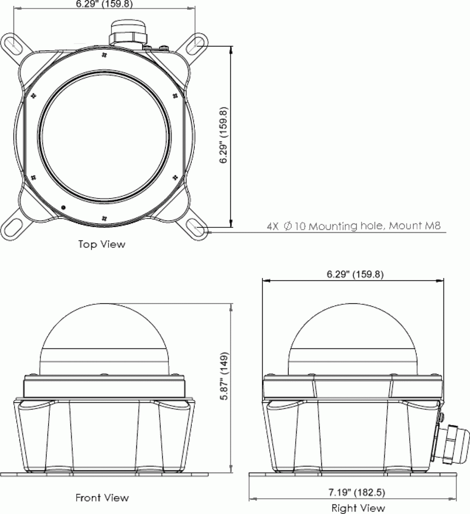 Q-Explosion Proof Status Light Repeater dimensions