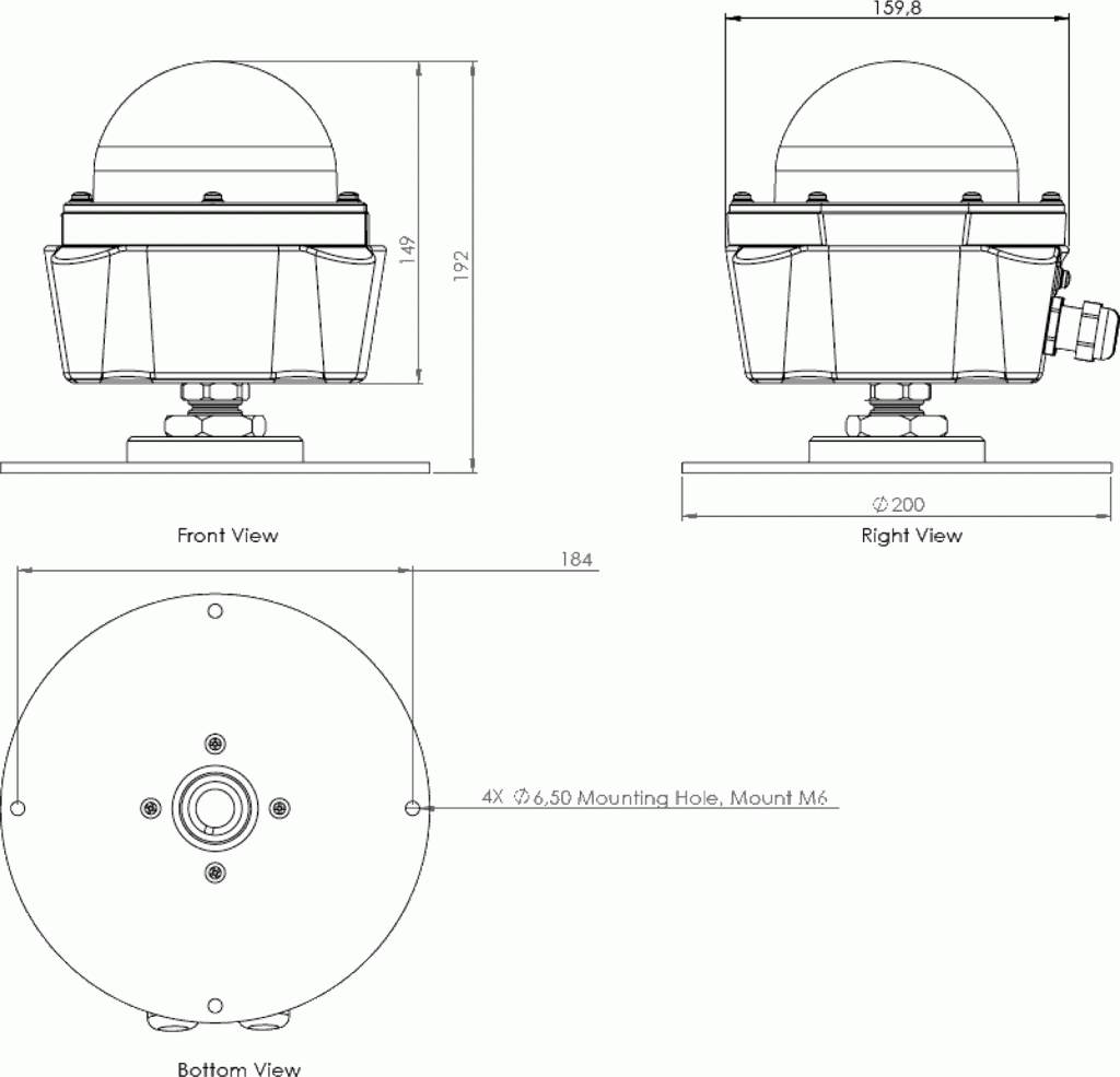 Q10FR03 Q-Helipad Perimeter Light TLOF dimensions