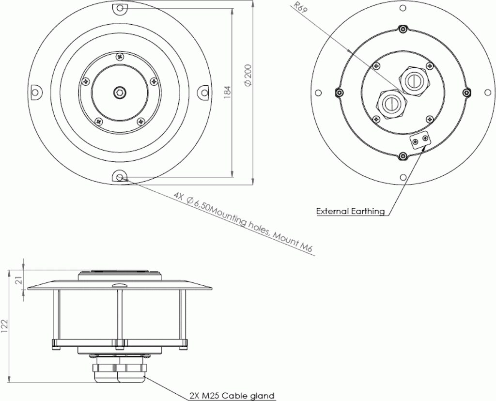 Q22FM03 Q-Flushmount Approach Light FATO dimensions