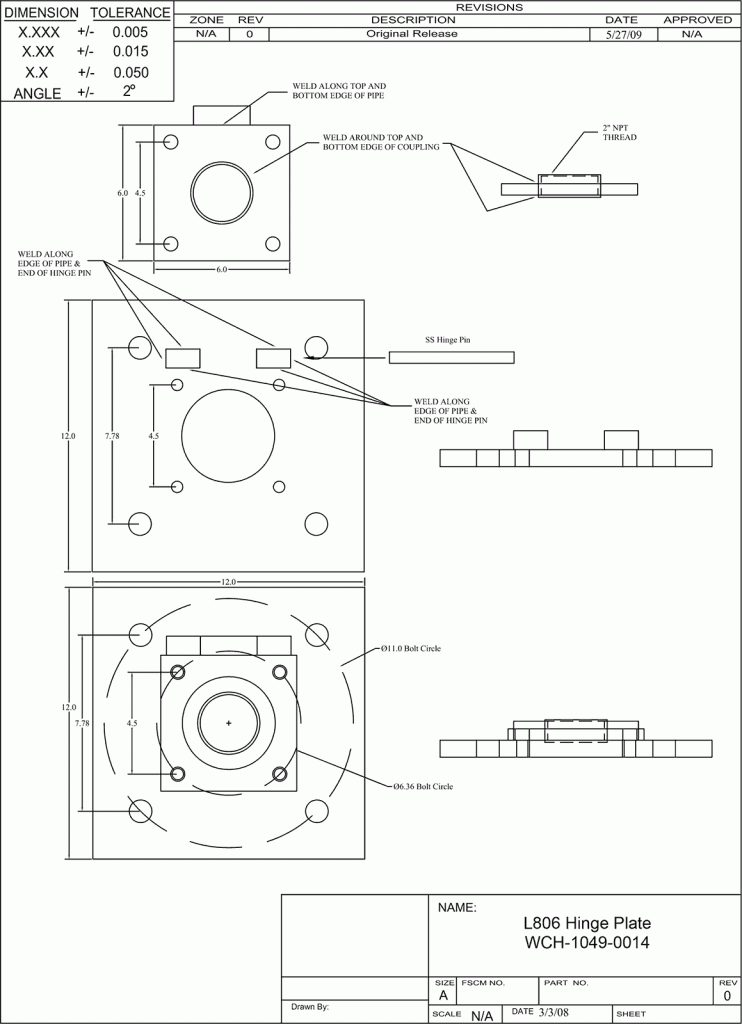 WCH-1049-0014 L806 hinge plate