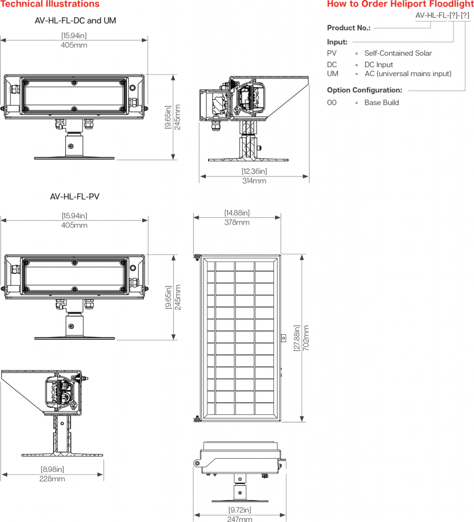 AV-HL-FL Solar Helipad Floodlight specifications