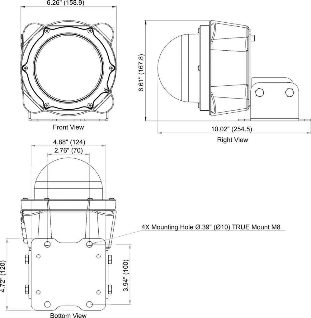 Q-Explosion Proof Helideck Floodlight dimensions