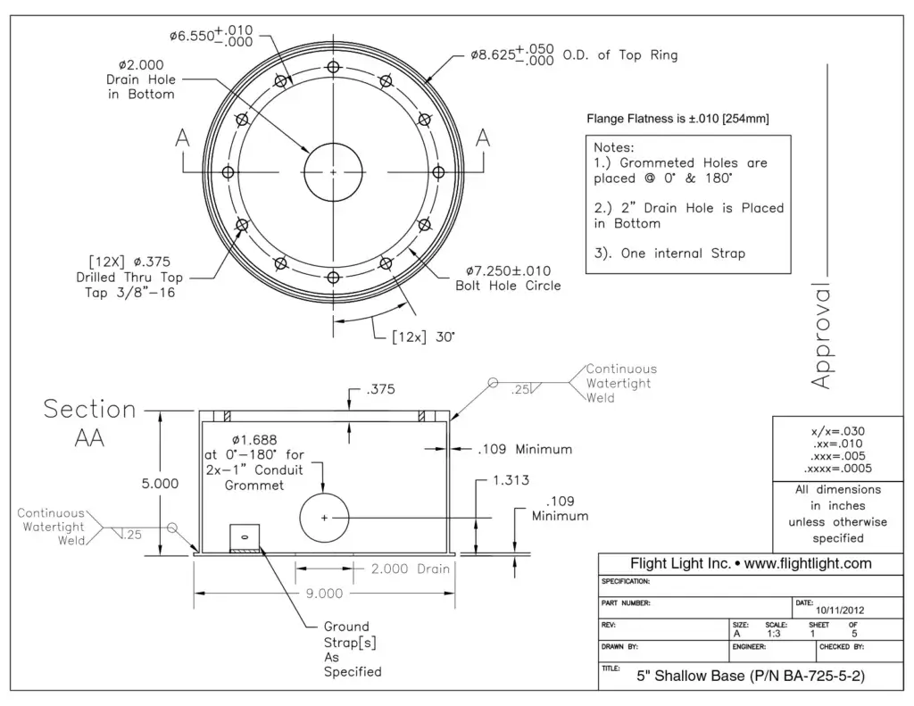 Shallow Base BA-725-5-2